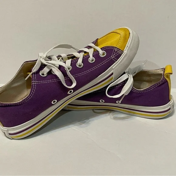 LSU Tigers Skicks Unisex Sneaker Shoes Purple Yellow Low Top Lace Up Woman Sz 8M - Picture 5 of 7
